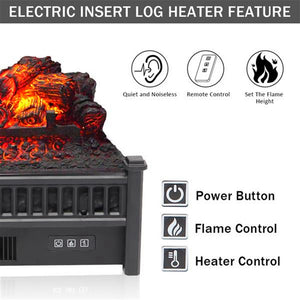 Electric Fireplace Logs Heater, Realistic Ember Bed Insert Infrared Fan Heaters