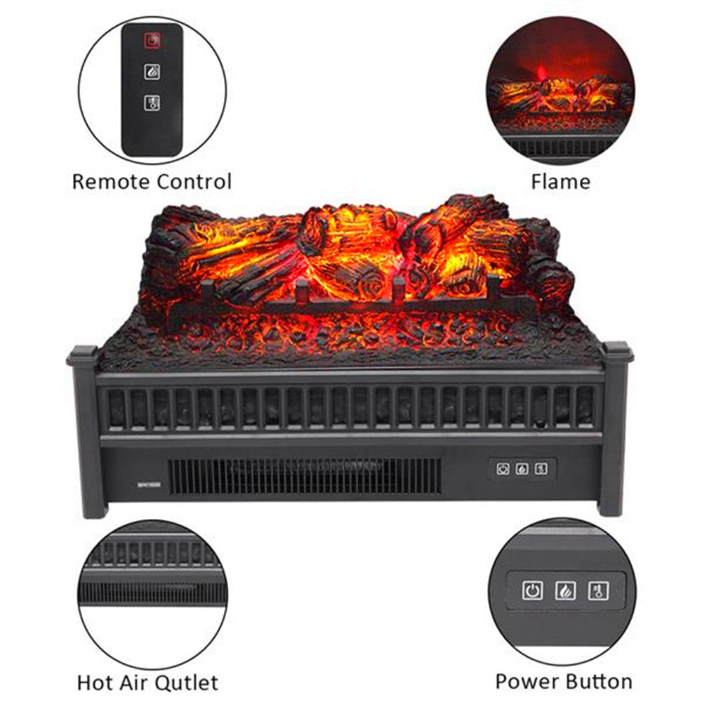 Electric Fireplace Logs Heater, Realistic Ember Bed Insert Infrared Fan Heaters